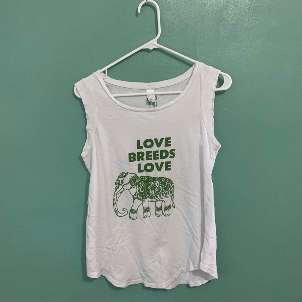 Love Breeds Love Elephant Muscle Tee white